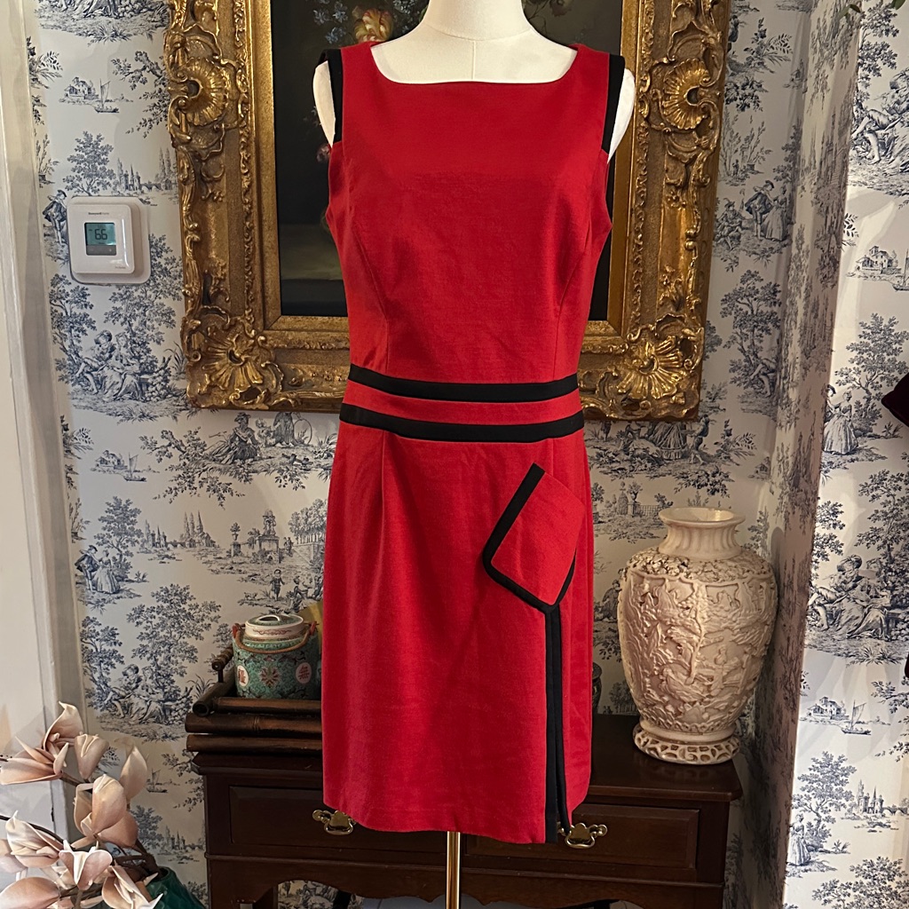 Jones Wear Vintage Red Sleeveless Sheath Dress Size 6